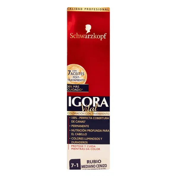 Tinte Igora Vital Tubo 7-1 Rubio Mediano Cenizo