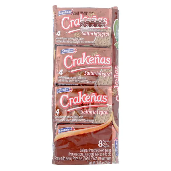 Galleta Crakenas Saltín Integral 8 unidades