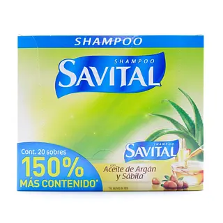 Shampoo Savital Argán y Sábila 25 ml x20 sobres