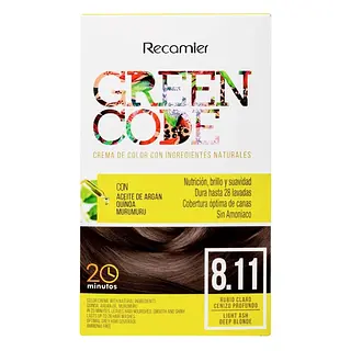 Tinte Green Code Kit 8.11 Rubio Claro Cenizo Profundo