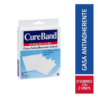 Gasa Cure Band Premium Estéril 7.5x7.5 cm 9 und
