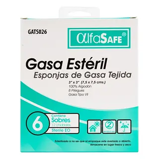 Gasa Alfa Estéril Tejida 3x3 6 sobres