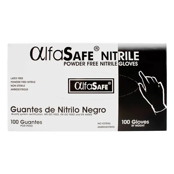 Guantes Nitrilo Alfa Negro Talla M Caja x100