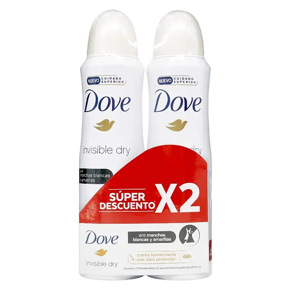 Desodorante Dove Aerosol Invisible Dry 87 g x2