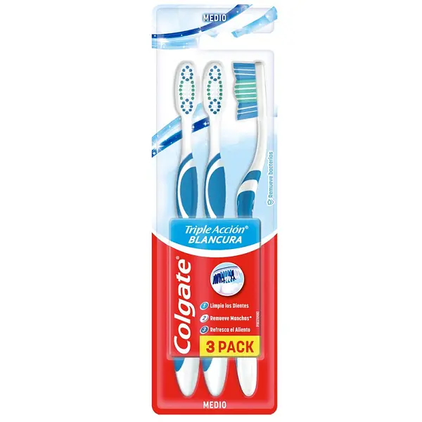 Cepillos Colgate Triple Acción White Medio x3
