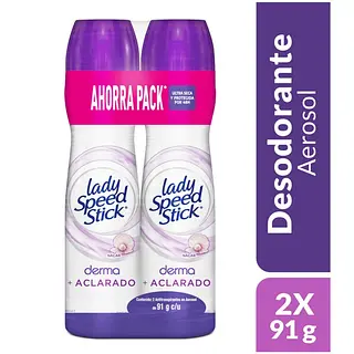 Pack 2 Desodorantes Lady Speed Spray Derma Aclarante 91 g