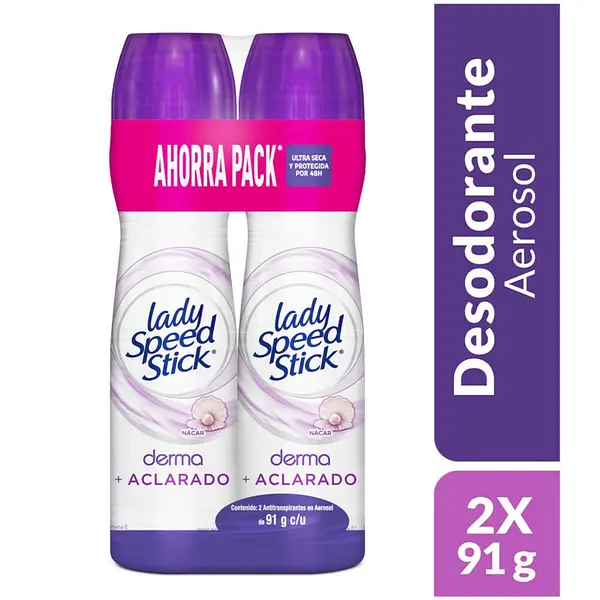 Pack 2 Desodorantes Lady Speed Spray Derma Aclarante 91 g