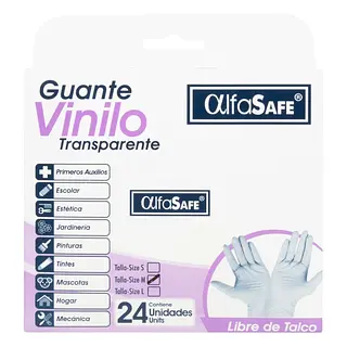 Guantes de vinilo Alfasafe 24 unidades talla M