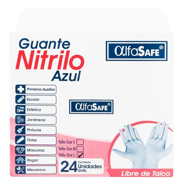 Guantes Nitrilo Azul Alfa Talla L x24