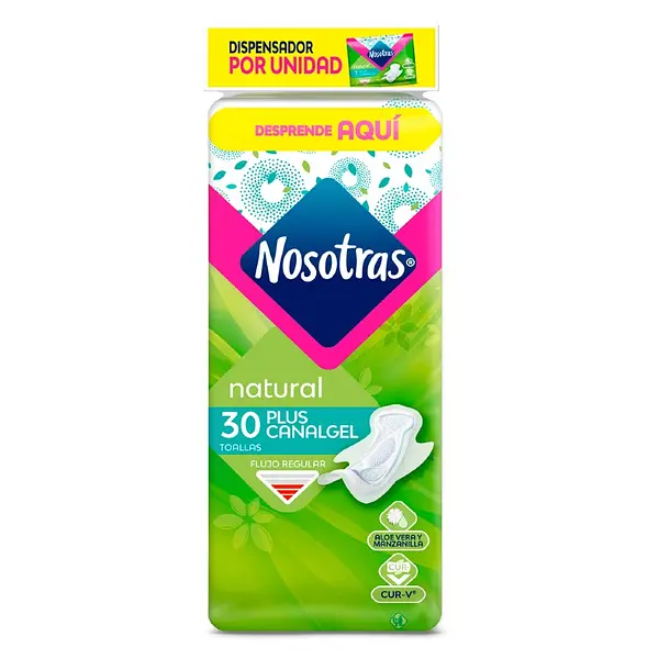 Toallas Nosotras Natural Plus CanalGel 30 unidades