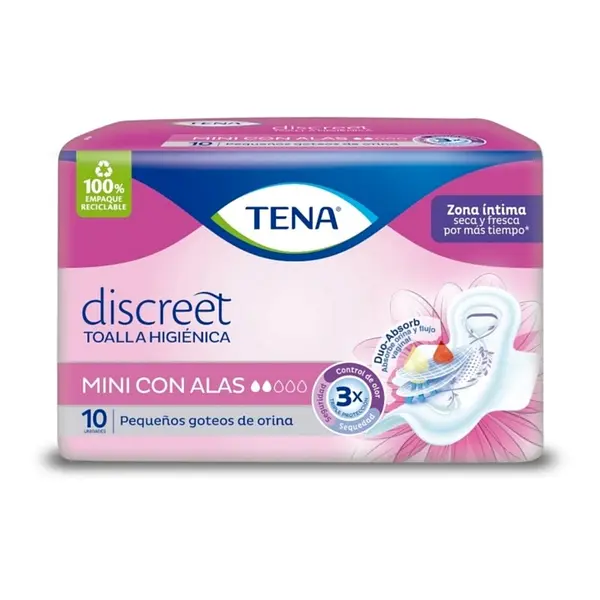 Toallas Tena Mujer mini con alas 10 unidades
