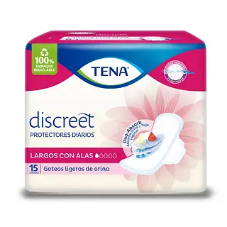 Protectores Tena Largo con Alas Discreet 15 unidades
