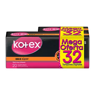 Tampones Kotex Evolution Digital Súper 20 + 12 unidades