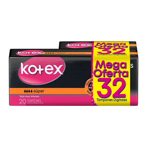 Tampones Kotex Evolution Digital Súper 20 + 12 unidades