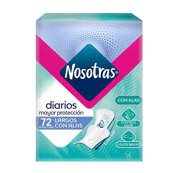 Protectores Nosotras Diario Largos con Alas 72 unidades