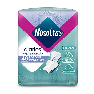 Protectores Nosotras Diario Largos con Alas 40 unidades
