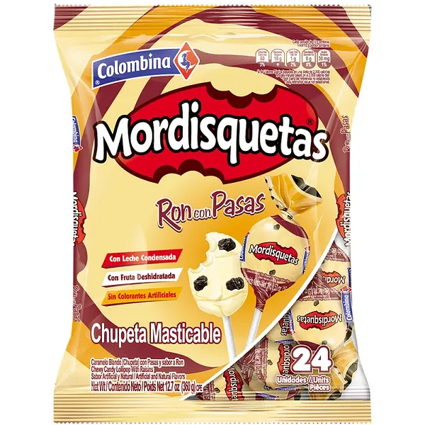 Chupeta Mordisquetas Ron con Pasas 24 unidades