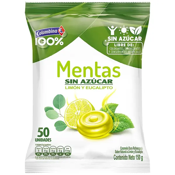 Mentas limón eucalipto 50 unidades 150 g
