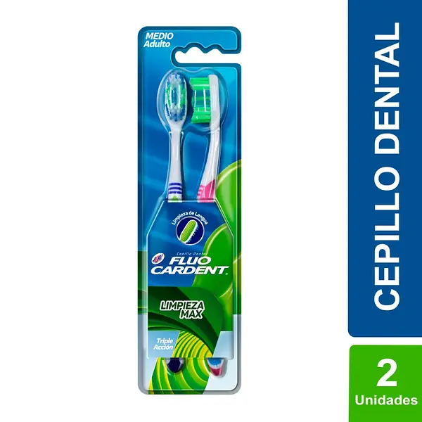 Cepillos Fluocardent Limpieza Max x2