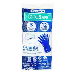 Guantes Nitrilo Alfasafe Azul Talla S x12