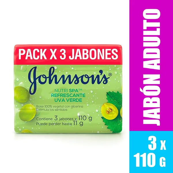 Jabón Johnson’s adulto uva verde 110 g pack x3