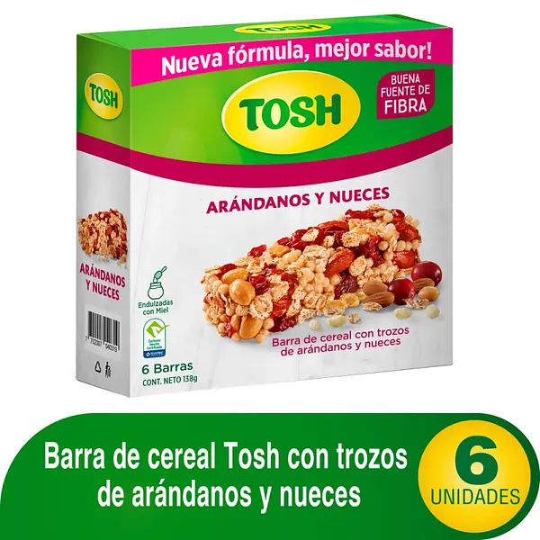 Barra de Cereal Tosh Arándano y Nuez 23 g x6 unidades