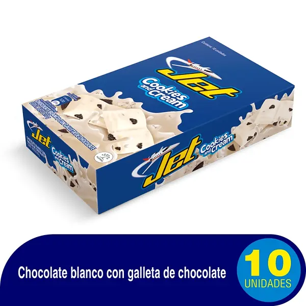 Chocolatina Jet Cookies and Cream 21 g x10 unidades