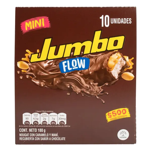 Chocolatina Jumbo Flow Leche 18 g x10 unidades