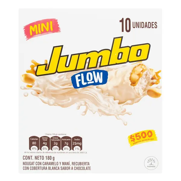 Chocolatina Jumbo Flow Blanca 18 g x10 unidades