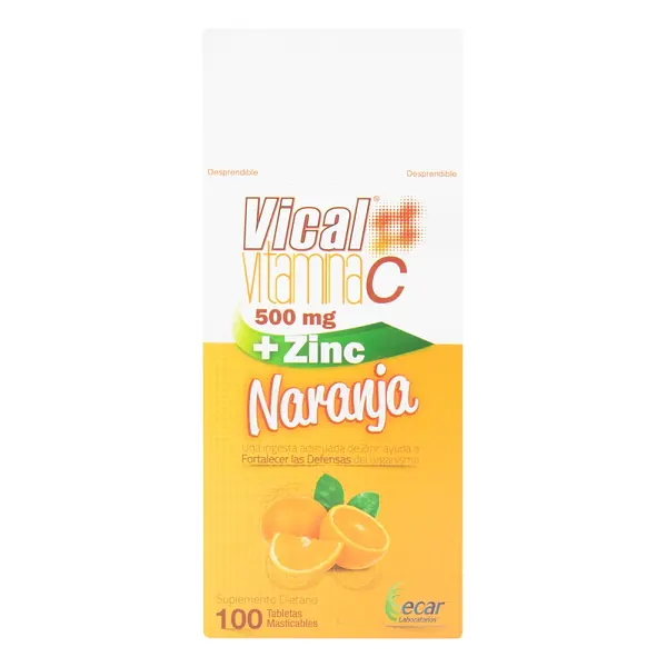 Vical Vitamina C 500 mg + Zinc Naranja 100 tabletas