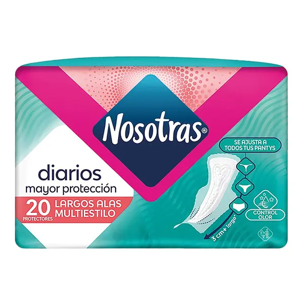 Protectores Nosotras Diario Largos con Alas 20 unidades