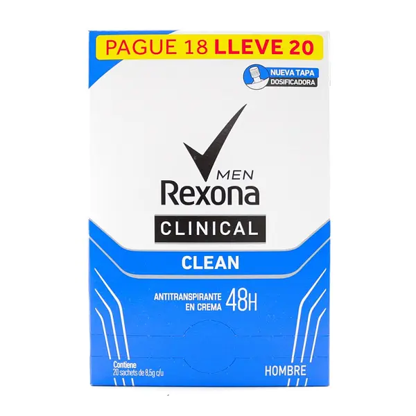 Desodorante Rexona Clinical 8.5 g pack 20 sobres