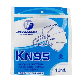 Tapabocas KN95 sin válvula unidad