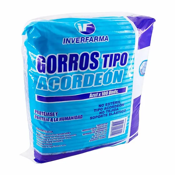 Gorro Acordeón Azul 100 unidades