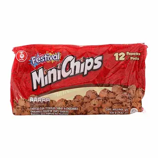 Galletas Festival Minichips Chocolate 12 paquetes x35 g