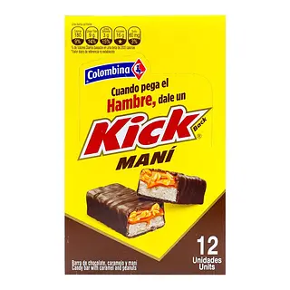 Barra de Chocolate Kick Maní 12 unidades