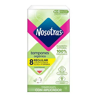 Tampones Nosotras con Aplicador Regular Orgánico 8 unidades