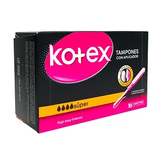 Tampones Kotex Súper con Aplicador 16 unidades