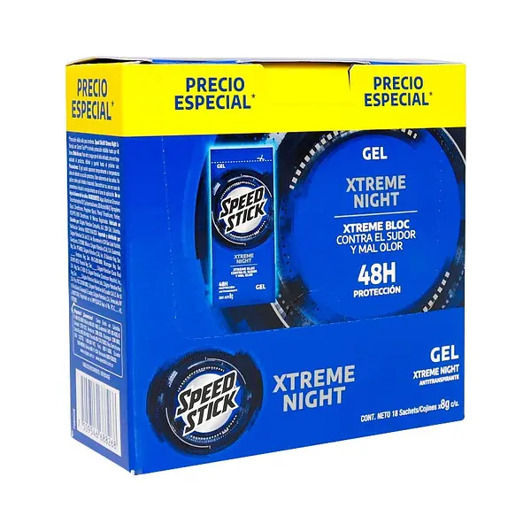 Desodorante Mennen Xtreme Night Gel 18 sobres 8 g