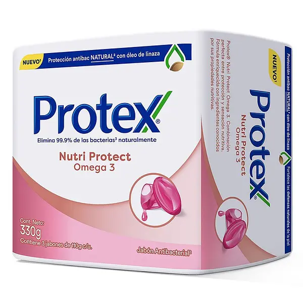 Jabón Protex Antibacterial Omega 3 110 g x3 unidades