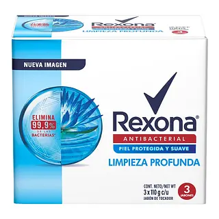 Jabón Rexona Limpieza Profunda 110 g x3 unidades