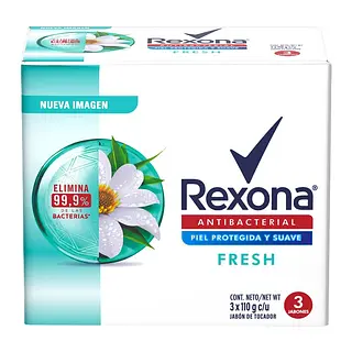 Jabón Rexona Antibacterial Fresh 110 g x3 unidades