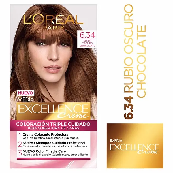 Tinte Excellence Crème Kit 6.34 Rubio Oscuro Chocolate