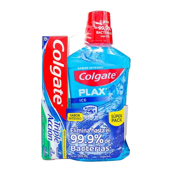 Enjuague Colgate Plax Ice 500 ml + Crema Triple Acción