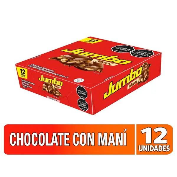 Chocolatina Jumbo Maní 35 g x12 unidades
