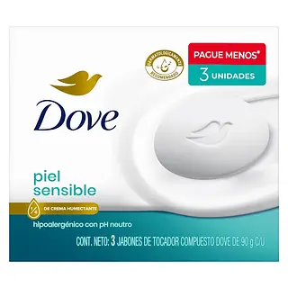 Jabón Dove Piel Sensible 90 g x3 unidades