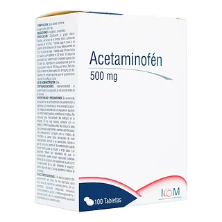 Acetaminofén 500 mg 100 tabletas