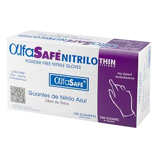 Guantes de Nitrilo Alfa Azul Talla L Caja x100