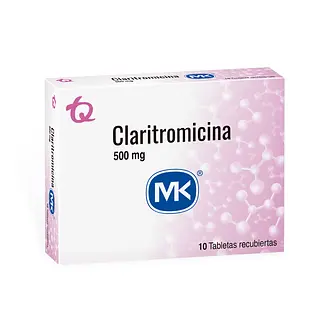 Claritromicina 500 Mg 10 Tabletas Mk